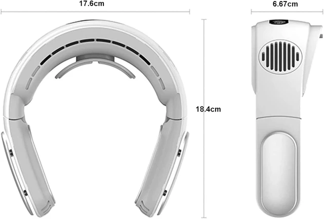 Alt view image 2 of 6 - Rechargeable Personal Fan for Neck, USB Wearable Fan for Outdoor, Home, Office, with Neck Brace and 2 Cooling Plate,White (Blue)