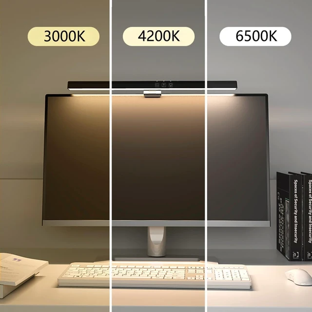 Alt view image 5 of 5 - Computer Monitor Light Bar Straight Screen Eye Protection Lamp Game Office Desk Lamp Touch Control 3 Color Temperature LE14 A