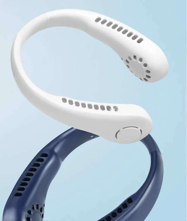 Alt view image 2 of 5 - Portable leafless hanging neck fan Adjustable Mute Outdoor Cooling Fan USB Rechargeable Instantly cool, more comfortable, more intelligent (White As shown)