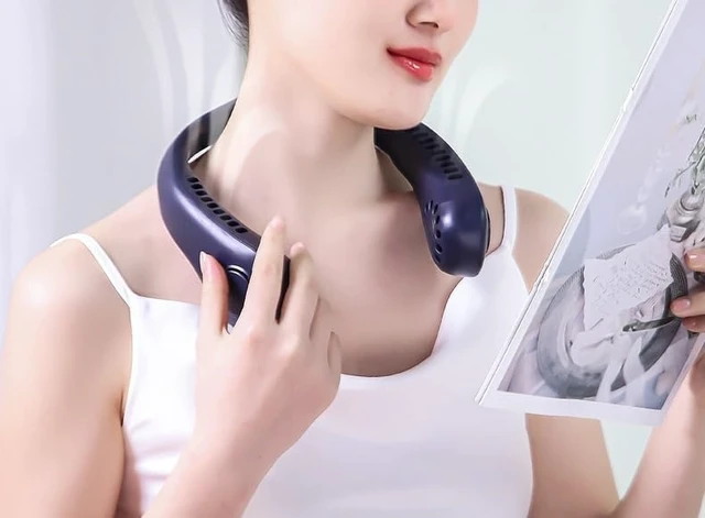 Alt view image 3 of 5 - Portable leafless hanging neck fan Adjustable Mute Outdoor Cooling Fan USB Rechargeable Instantly cool, more comfortable, more intelligent (White As shown)