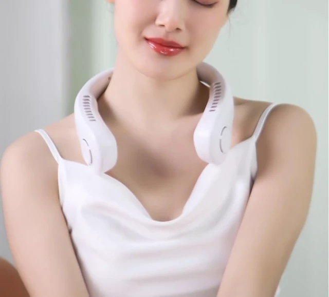 Alt view image 4 of 5 - Portable leafless hanging neck fan Adjustable Mute Outdoor Cooling Fan USB Rechargeable Instantly cool, more comfortable, more intelligent (White As shown)