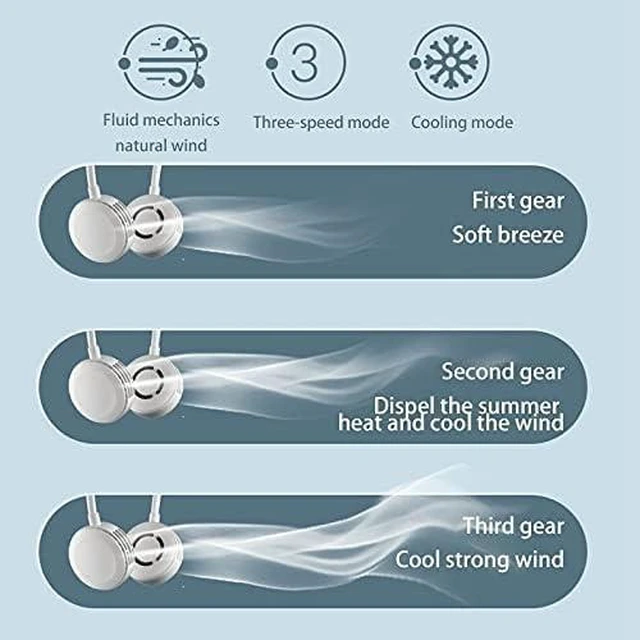 Alt view image 4 of 6 - Bladeless Neck Fan USB Rechargeable Ice Sense Fan 360 Degree Rotation Portable Cooling Fan for Outdoor Easy to carry beautiful (Green As shown)