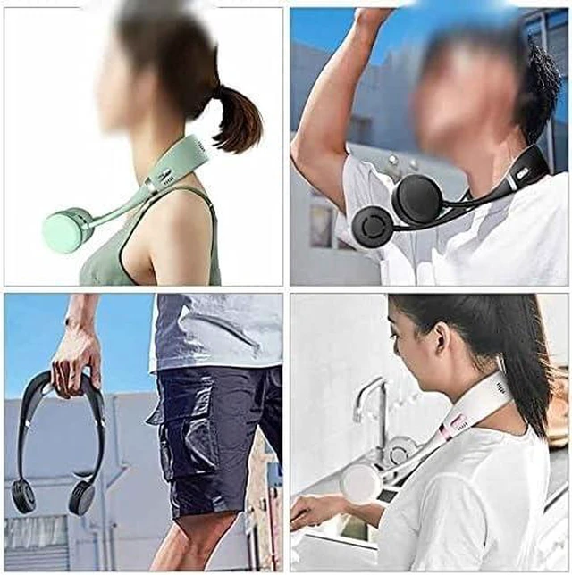 Alt view image 6 of 6 - Bladeless Neck Fan USB Rechargeable Ice Sense Fan 360 Degree Rotation Portable Cooling Fan for Outdoor Easy to carry beautiful (Green As shown)
