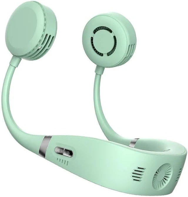 Main image of Bladeless Neck Fan USB Rechargeable Ice Sense Fan 360 Degree Rotation Portable Cooling Fan for Outdoor Easy to carry beautiful (Green As shown)
