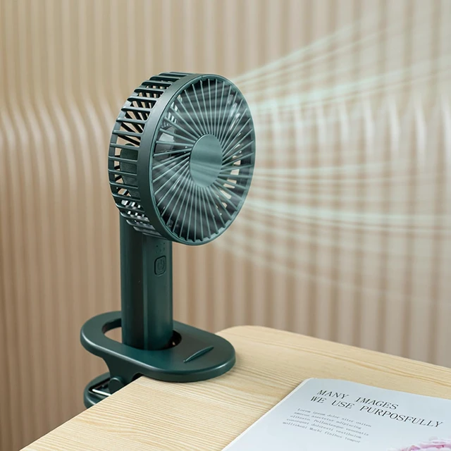 Alt view image 2 of 7 - MINGPINHUIUS Portable Handheld Clip Fan: 2000mAh Battery Small Pocket Desk Fans USB Powered Fan 3 Speeds Sturdy Clamp Camping Personal Clip on Stroller Fan for Home OfficeTrave Outdoor(Green)