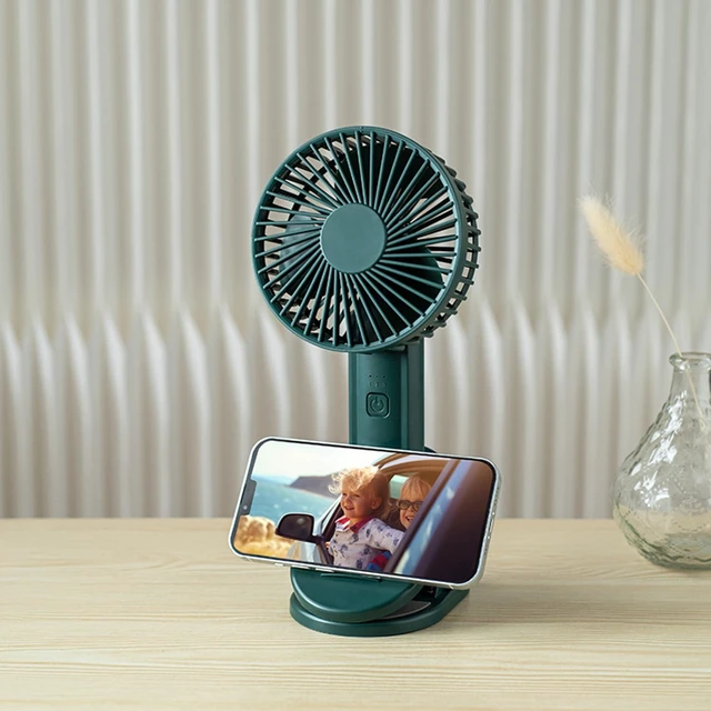 Alt view image 4 of 7 - MINGPINHUIUS Portable Handheld Clip Fan: 2000mAh Battery Small Pocket Desk Fans USB Powered Fan 3 Speeds Sturdy Clamp Camping Personal Clip on Stroller Fan for Home OfficeTrave Outdoor(Green)