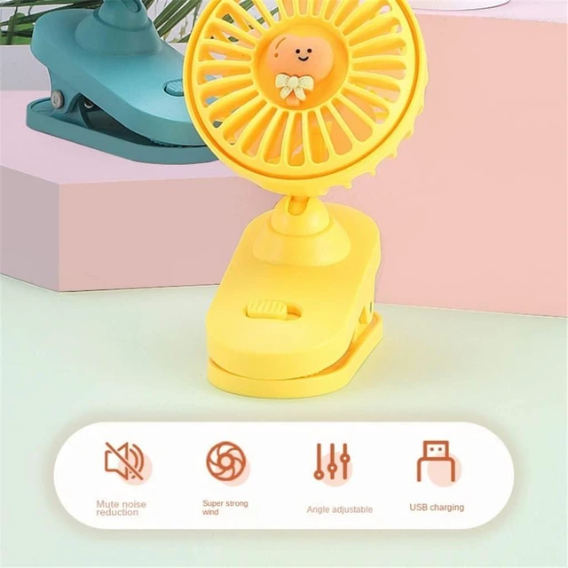 Alt view image 4 of 5 - Cartoon Clip Wall Fan Desktop Portable Mini Rechargeable Fan Student Portable Clip USB Pocket HatCeiling Fans (Color : Pink, Size : 6.5 * 10cm) (White 6.5 * 10cm)