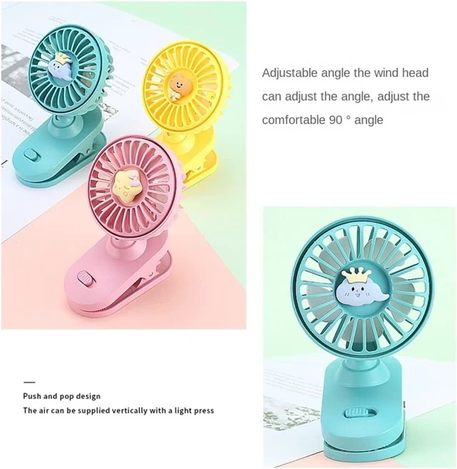 Alt view image 3 of 5 - Cartoon Clip Wall Fan Desktop Portable Mini Rechargeable Fan Student Portable Clip USB Pocket HatCeiling Fans (Color : Pink, Size : 6.5 * 10cm) (White 6.5 * 10cm)