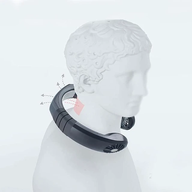 Alt view image 3 of 7 - Portable USB Charging Hanging Neck Fan Mini Air Cooler Instant Cooling Home Supplies Air Conditioning for Sports Travel (Color : Purple) (Black)