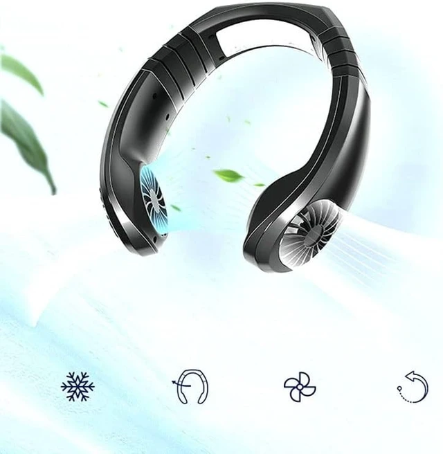 Alt view image 4 of 7 - Portable USB Charging Hanging Neck Fan Mini Air Cooler Instant Cooling Home Supplies Air Conditioning for Sports Travel (Color : Purple) (Black)