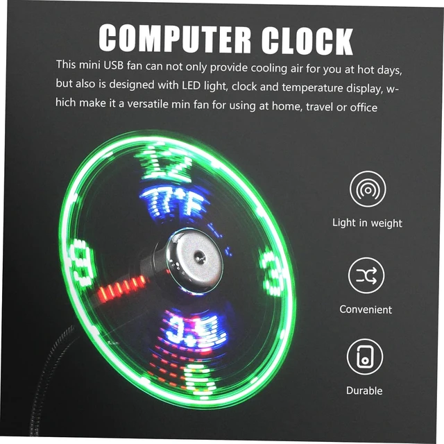 Alt view image 5 of 7 - 3pcs Usb Led Clock Fan Temperature Display Portable Mini Gooseneck Fan for Home Office Travel Compact Usb Cooling Device for Personal Use