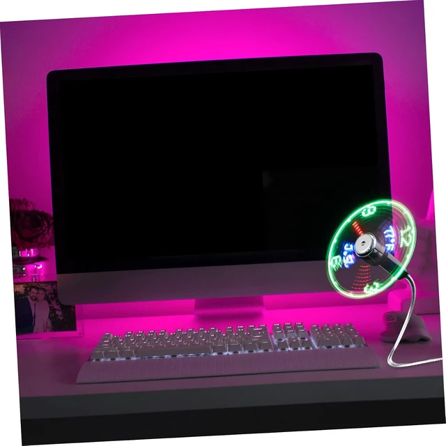 Alt view image 6 of 7 - 3pcs Usb Led Clock Fan Temperature Display Portable Mini Gooseneck Fan for Home Office Travel Compact Usb Cooling Device for Personal Use