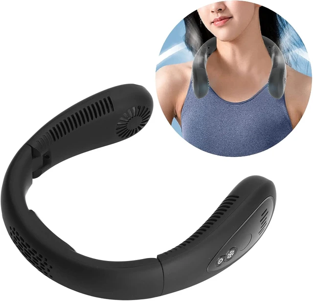 Alt view image 5 of 7 - Neck Fan Black 3 Speed Modes USB Charge Hands LED Display 5000mAh Low Noise Safe Face Fan for Family Office Travel