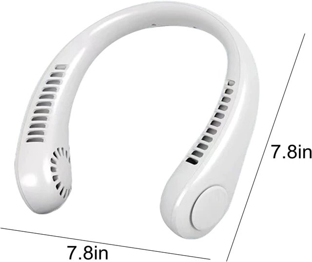 Alt view image 7 of 7 - Portable Bladeless Neck Fan Hands Free Neck Fans Rechargeable Necklace Fan 360° Cooling Necklace Fan 3 Speeds Hanging Neck Fan for Sports Outdoor Travel (Pink) (White)