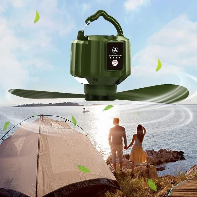 Main image of Fan USB Fan Outdoor Fan Table Fan 360° Rotation Portable Fan Lamp LED Camping Lighting Emergency Light Bedroom Office Desk Fan Lamp Low Noise Cooling (Black) X15