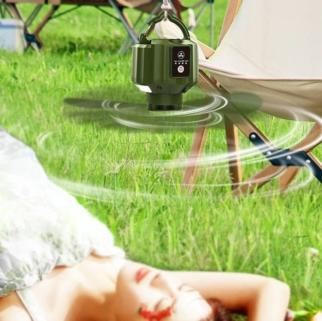 Alt view image 7 of 7 - Fan USB Fan Outdoor Fan Table Fan 360° Rotation Portable Fan Lamp LED Camping Lighting Emergency Light Bedroom Office Desk Fan Lamp Low Noise Cooling (Black) X15