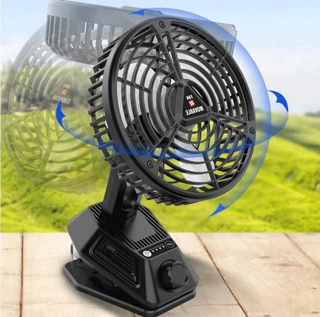 Alt view image 2 of 7 - Fan USB Fan Outdoor Fan Table Fan 360° Rotation Portable Fan Lamp LED Camping Lighting Emergency Light Bedroom Office Desk Fan Lamp Low Noise Cooling (Black) X80