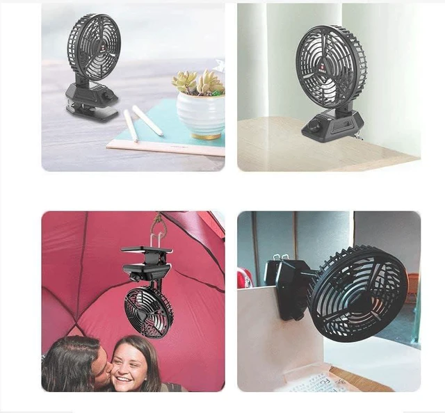 Alt view image 5 of 7 - Fan USB Fan Outdoor Fan Table Fan 360° Rotation Portable Fan Lamp LED Camping Lighting Emergency Light Bedroom Office Desk Fan Lamp Low Noise Cooling (Black) X80