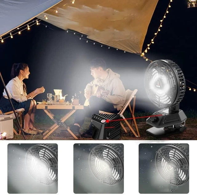 Alt view image 6 of 7 - Fan USB Fan Outdoor Fan Table Fan 360° Rotation Portable Fan Lamp LED Camping Lighting Emergency Light Bedroom Office Desk Fan Lamp Low Noise Cooling (Black) X80