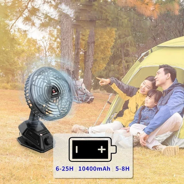 Alt view image 7 of 7 - Fan USB Fan Outdoor Fan Table Fan 360° Rotation Portable Fan Lamp LED Camping Lighting Emergency Light Bedroom Office Desk Fan Lamp Low Noise Cooling (Black) X80