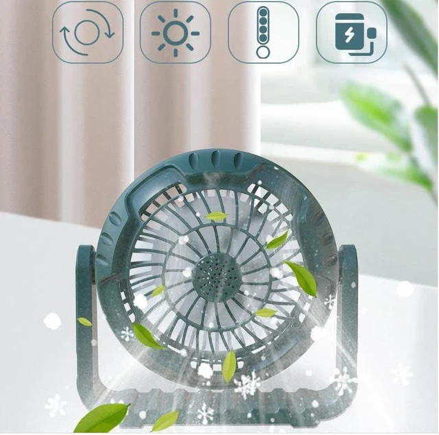 Alt view image 2 of 7 - Fan USB Fan Outdoor Fan Table Fan 360° Rotation Portable Fan Lamp LED Camping Lighting Emergency Light Bedroom Office Desk Fan Lamp Low Noise Cooling (Black) X60