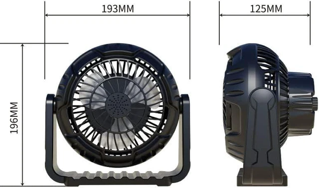 Alt view image 3 of 7 - Fan USB Fan Outdoor Fan Table Fan 360° Rotation Portable Fan Lamp LED Camping Lighting Emergency Light Bedroom Office Desk Fan Lamp Low Noise Cooling (Black) X60
