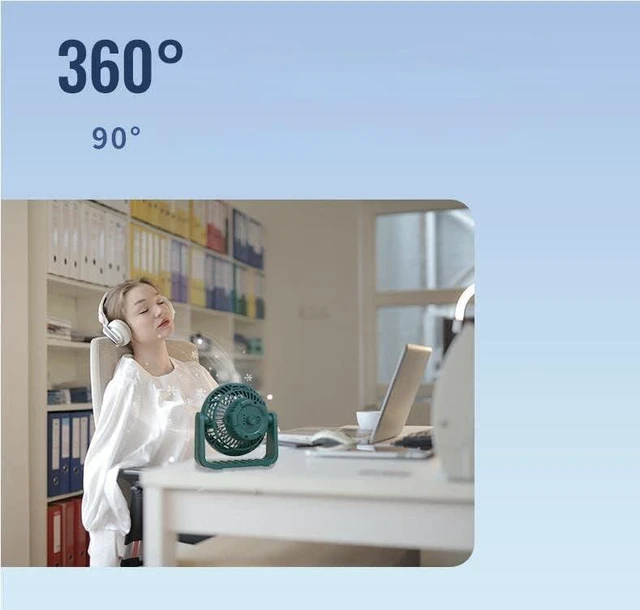 Alt view image 4 of 7 - Fan USB Fan Outdoor Fan Table Fan 360° Rotation Portable Fan Lamp LED Camping Lighting Emergency Light Bedroom Office Desk Fan Lamp Low Noise Cooling (Black) X60