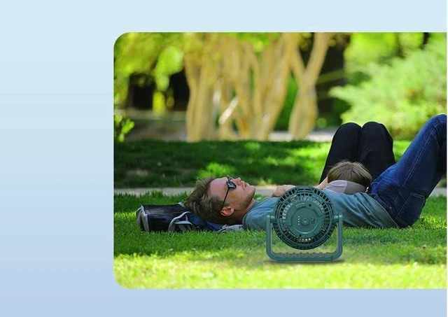 Alt view image 7 of 7 - Fan USB Fan Outdoor Fan Table Fan 360° Rotation Portable Fan Lamp LED Camping Lighting Emergency Light Bedroom Office Desk Fan Lamp Low Noise Cooling (Black) X60