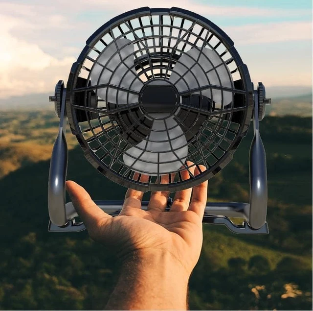 Alt view image 2 of 7 - Fan, USB Fan, Outdoor Fan, Table Fan, 360° Rotation, Portable Fan Lamp, LED Camping Lighting, Emergency Light, Bedroom, Office, Desk, Fan Lamp, Low Noise Cooling (Black)X41