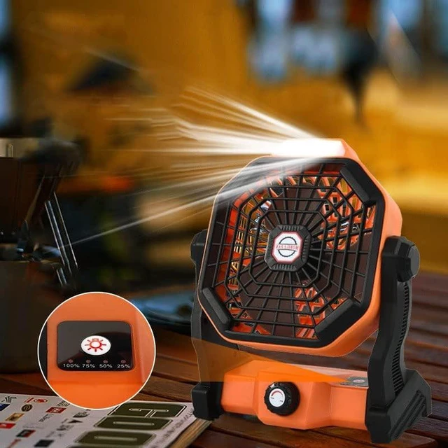 Alt view image 4 of 7 - Fan USB Fan Outdoor Fan Table Fan 360° Rotation Portable Fan Lamp LED Camping Lighting Emergency Light Bedroom Office Desk Fan Lamp Low Noise Cooling (Black)x20