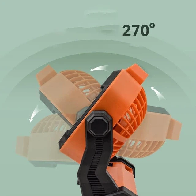 Alt view image 5 of 7 - Fan USB Fan Outdoor Fan Table Fan 360° Rotation Portable Fan Lamp LED Camping Lighting Emergency Light Bedroom Office Desk Fan Lamp Low Noise Cooling (Black)x20