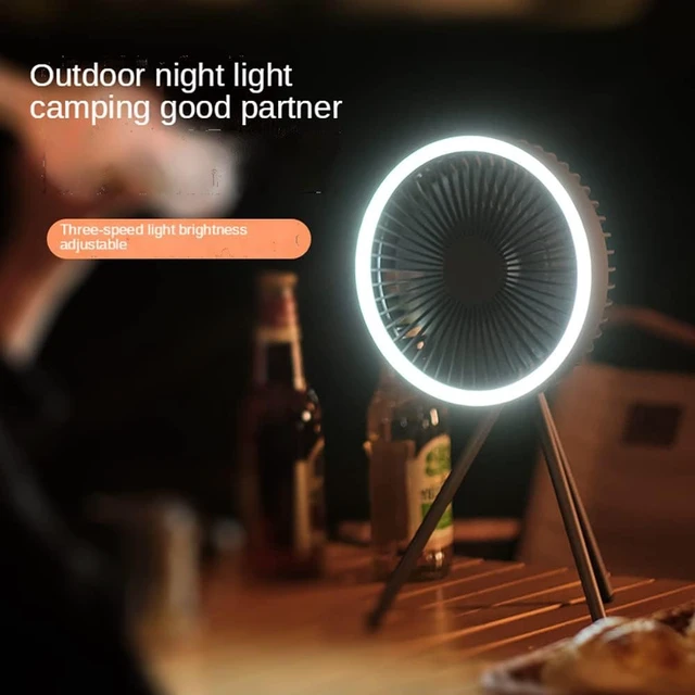 Alt view image 3 of 7 - Portable USB Tripod Fan Outdoor Camping Lighting Fan Multifunctional Rechargeable Mini Ceiling Fan for Home Desktop Tent,Grey