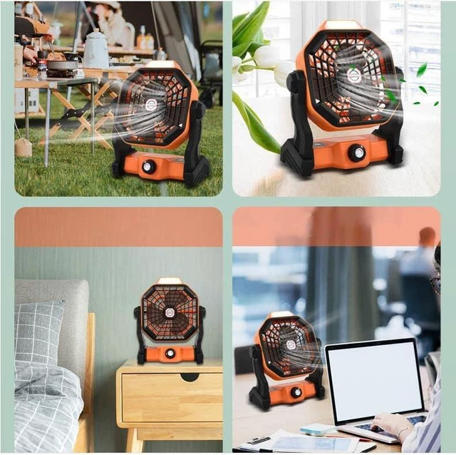 Alt view image 7 of 7 - Fan USB Fan Outdoor Fan Table Fan 360° Rotation Portable Fan Lamp LED Camping Lighting Emergency Light Bedroom Office Desk Fan Lamp Low Noise Cooling (Black)x20