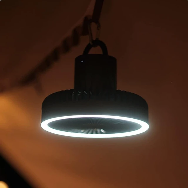 Alt view image 6 of 7 - Portable USB Tripod Fan Outdoor Camping Lighting Fan Multifunctional Rechargeable Mini Ceiling Fan for Home Desktop Tent,Grey