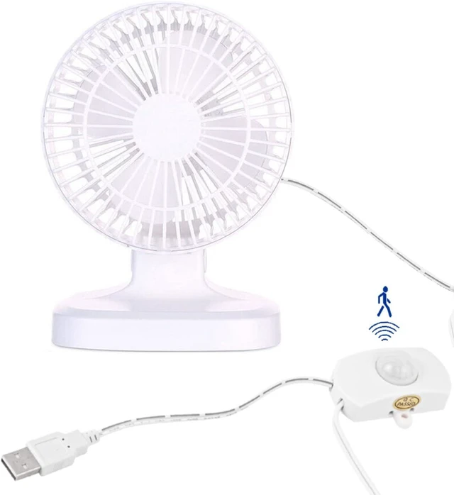 Main image of Kiven USB Desk Fan with Motion Sensor,6INCH Mini Fan,Adjustable Desktop Table Cooling Fan in Single Button,Rotation Strong Wind,Quiet Personal Mini Fan for Home Desktop Office Travel(White)