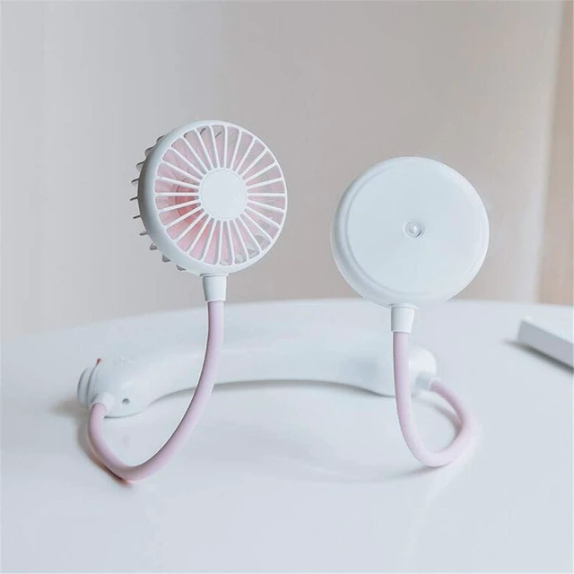 Alt view image 6 of 7 - Neck Fan, USB Rechargeable Portable Personal Cooling And Humidifying Spray Fan, 360° Rotation Wind Speed Adjustable Desktop Fan,White