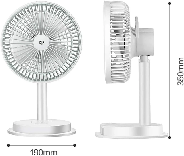 Alt view image 4 of 7 - Small Desktop Ultra-Quiet Portable, 3-Speed Personal Handheld 2400mah, USB Rechargeable Wind Cooling Office, Outdoor Camping Electric Fan (White)