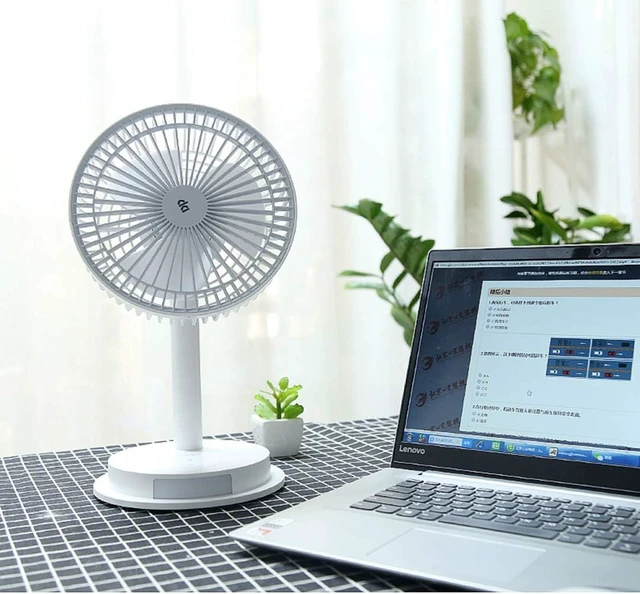 Alt view image 5 of 7 - Small Desktop Ultra-Quiet Portable, 3-Speed Personal Handheld 2400mah, USB Rechargeable Wind Cooling Office, Outdoor Camping Electric Fan (White)