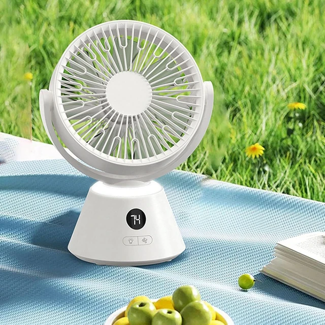 Alt view image 2 of 7 - Desk Fan,Multifunctional 3 Speed Adjustable Digital Display USB Charging Desktop Electric Fan with Soft Night Light