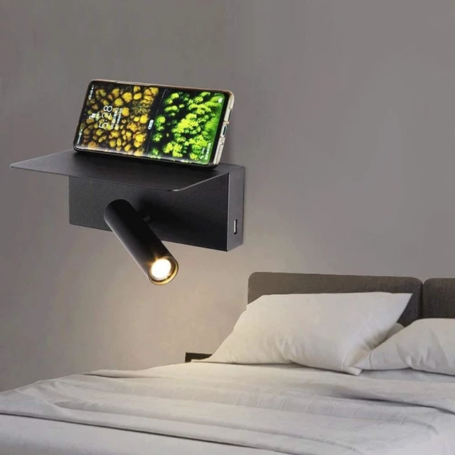 Alt view image 2 of 6 - LED Wall Lamp Bedside Headboard Rotatable Reading Light USB Charger Table Desk Adjustable Reading Lighting,for a Family Dinner