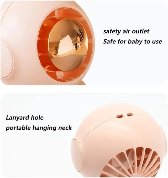 Alt view image 4 of 6 - Grafken Mini Small Fan, Portable Outdoor Desktop USB Mini Charging Big Wind Bladeless Fan for Office, Kids, Ladies (Color : Pink)