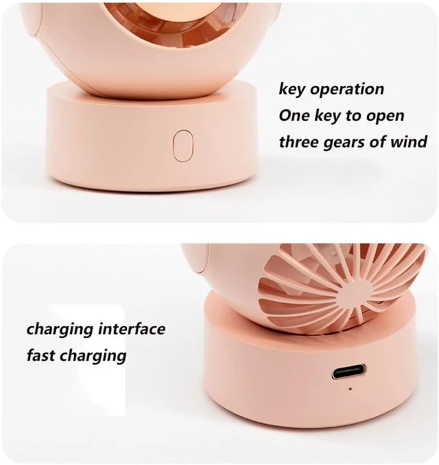 Alt view image 5 of 6 - Grafken Mini Small Fan, Portable Outdoor Desktop USB Mini Charging Big Wind Bladeless Fan for Office, Kids, Ladies (Color : Pink)