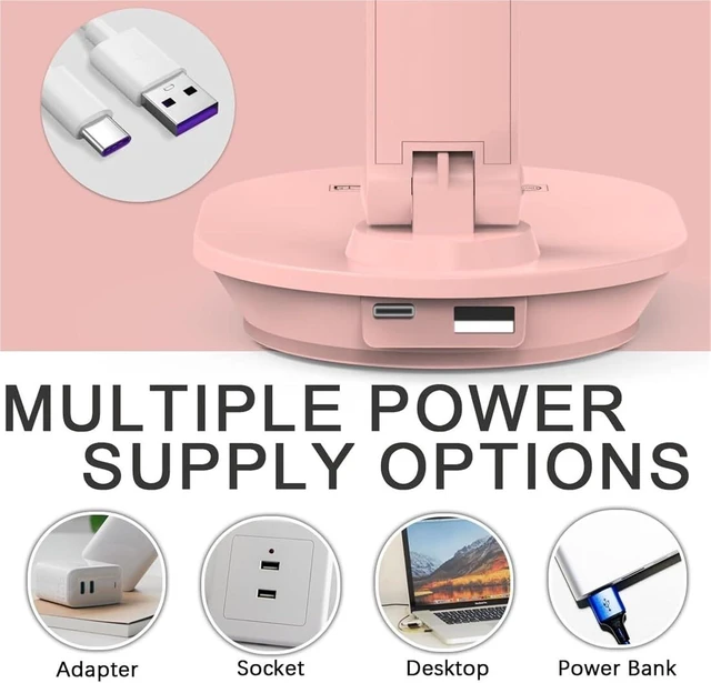 Alt view image 4 of 7 - Anti Slip 3 Color Dimmable Reading Lamp Rechargeable Battery Operated USB Powered Gentle Light