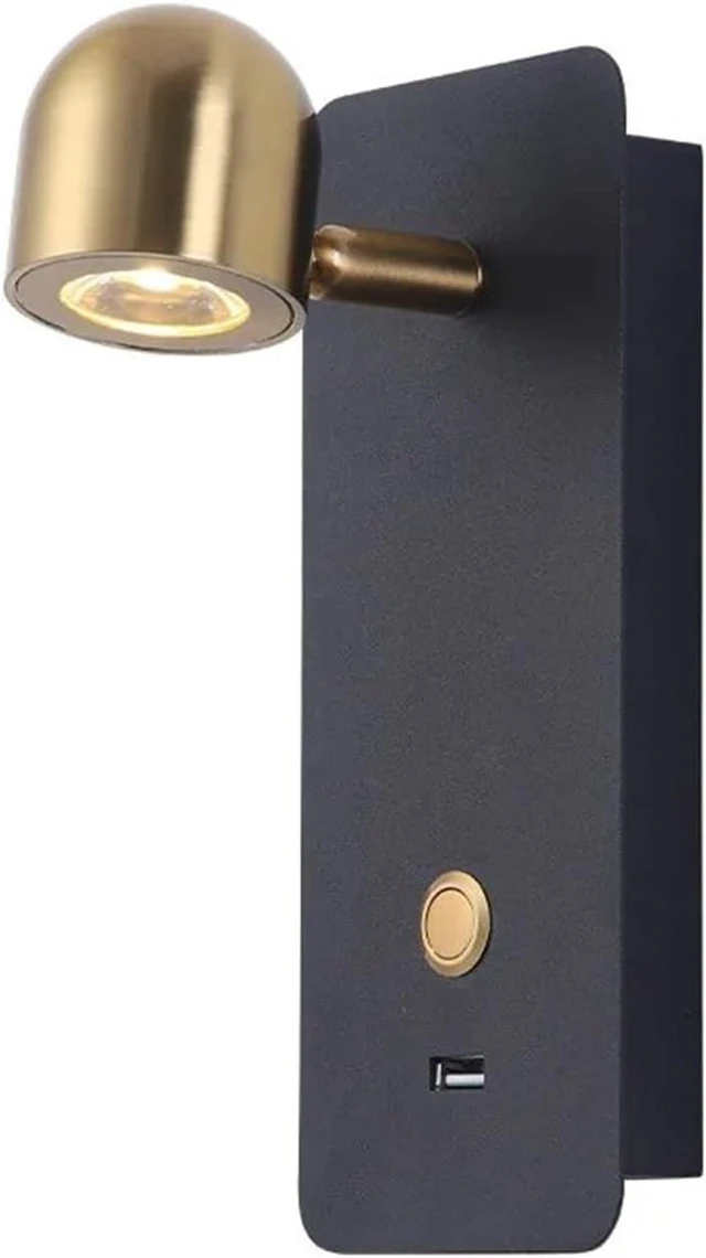 Alt view image 5 of 6 - Interior Simple Decorative Wall Lamp Bedroom Bedside Reading Lamp Key Switch USB Rechargeable Bedside Wall Lights