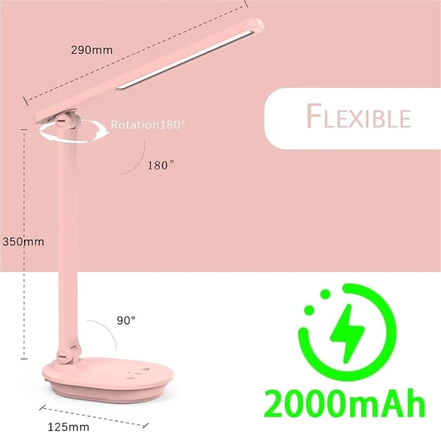 Alt view image 2 of 7 - Anti Slip 3 Color Dimmable Reading Lamp Rechargeable Battery Operated USB Powered Gentle Light