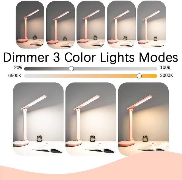 Alt view image 3 of 7 - Anti Slip 3 Color Dimmable Reading Lamp Rechargeable Battery Operated USB Powered Gentle Light