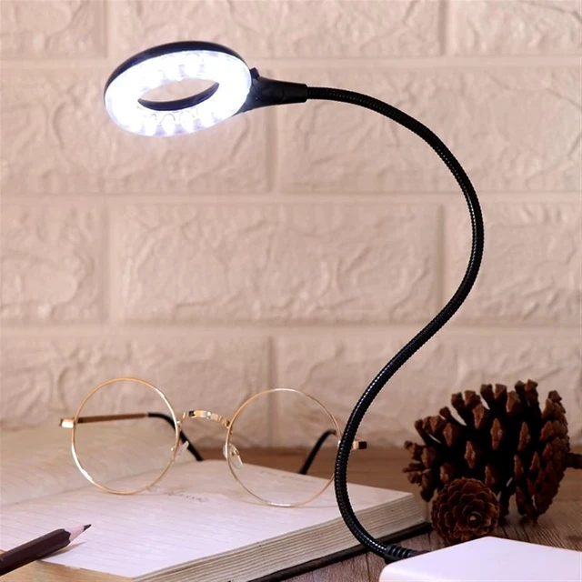 Alt view image 2 of 6 - Small Black Table lamp USB Gadgets Ring LED Light USB Table Desk Lamp 5V Bright Bulb Flexible Gooseneck Adjustable Angle Reading Camping Laptop Desktop (Color : Black) (White)
