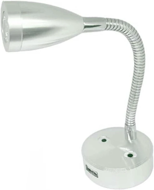 Main image of Wall Lamps Reading Light Smart Touch Dimmable Flexible Gooseneck Wall Lamp for Motorhome Yacht Cabin with USB Charger Port (Color : Sliver) (Silver)