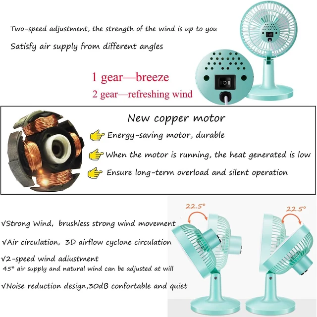 Alt view image 4 of 5 - Kiven Small Personal USB Desk Fan with Motion Sensor,Portable Desktop Table Cooling Fan Powered by USB,Adjustable Tilt,Quiet Operation,for Pet House Home Office Car Outdoor Travel