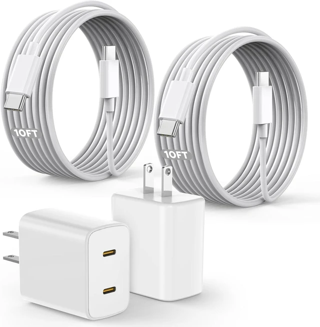 Main image of 45W Apple 17 16 15 Fast USB C Charge Block, 2-Pack Apple Charger Plug & 10FT Long USB C Cable Cords,iPhone 17 Charger Fast Charging,Compatible with iPhone 17/16/15/Air/Pro/Pro Max/e/Plus/iPad/AirPods